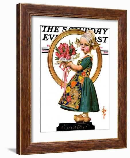 "Easter Dutch Girl," Saturday Evening Post Cover, April 3, 1926-Joseph Christian Leyendecker-Framed Giclee Print