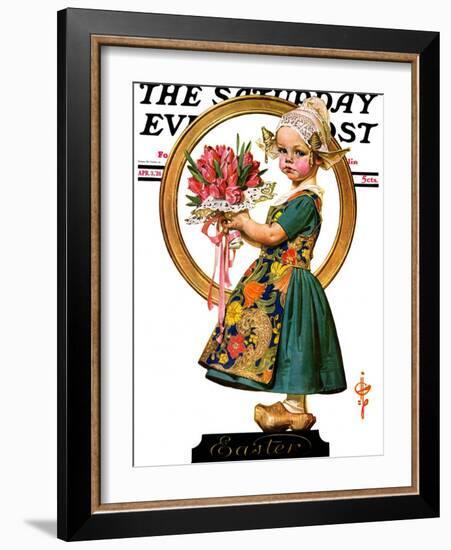 "Easter Dutch Girl," Saturday Evening Post Cover, April 3, 1926-Joseph Christian Leyendecker-Framed Giclee Print