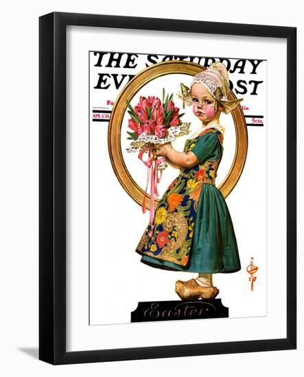 "Easter Dutch Girl," Saturday Evening Post Cover, April 3, 1926-Joseph Christian Leyendecker-Framed Giclee Print