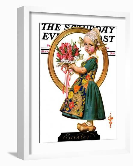 "Easter Dutch Girl," Saturday Evening Post Cover, April 3, 1926-Joseph Christian Leyendecker-Framed Giclee Print