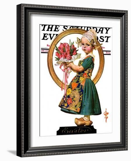 "Easter Dutch Girl," Saturday Evening Post Cover, April 3, 1926-Joseph Christian Leyendecker-Framed Giclee Print