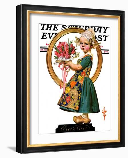 "Easter Dutch Girl," Saturday Evening Post Cover, April 3, 1926-Joseph Christian Leyendecker-Framed Giclee Print