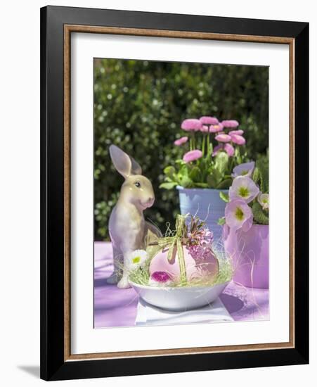 Easter Egg and Easter Bunny on Garden Table-C. Nidhoff-Lang-Framed Photographic Print