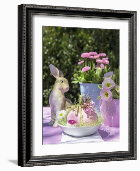 Easter Egg and Easter Bunny on Garden Table-C. Nidhoff-Lang-Framed Photographic Print