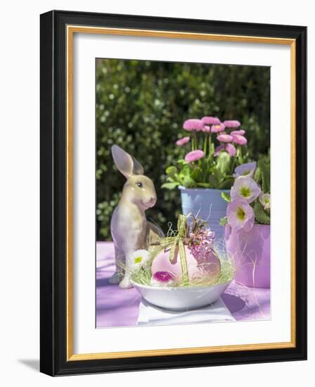 Easter Egg and Easter Bunny on Garden Table-C. Nidhoff-Lang-Framed Photographic Print