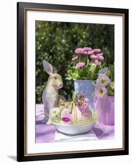 Easter Egg and Easter Bunny on Garden Table-C. Nidhoff-Lang-Framed Photographic Print