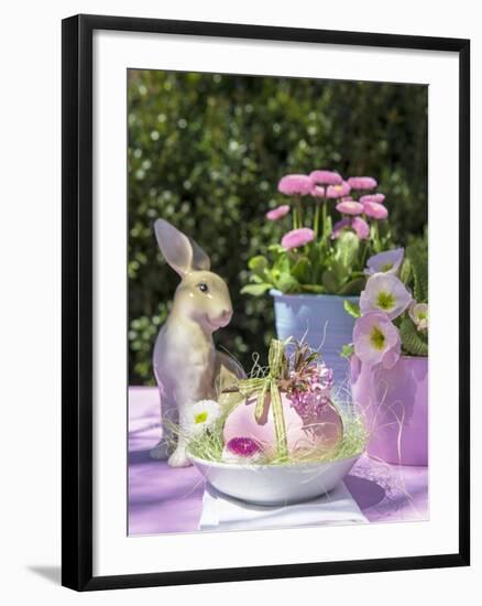 Easter Egg and Easter Bunny on Garden Table-C. Nidhoff-Lang-Framed Photographic Print