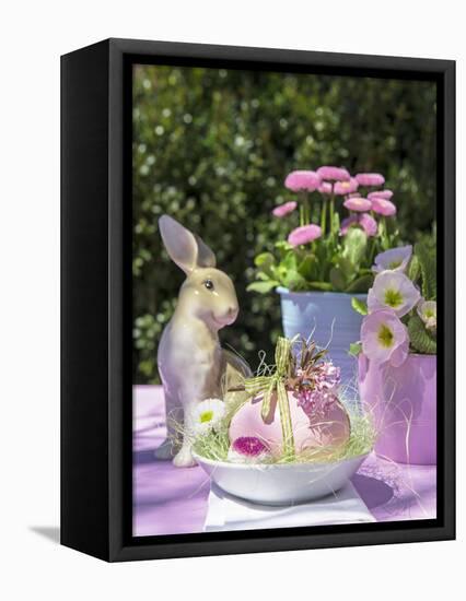 Easter Egg and Easter Bunny on Garden Table-C. Nidhoff-Lang-Framed Premier Image Canvas