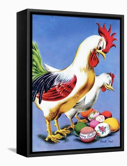 "Easter Eggs and Chickens," April 24, 1943-Ken Stuart-Framed Premier Image Canvas