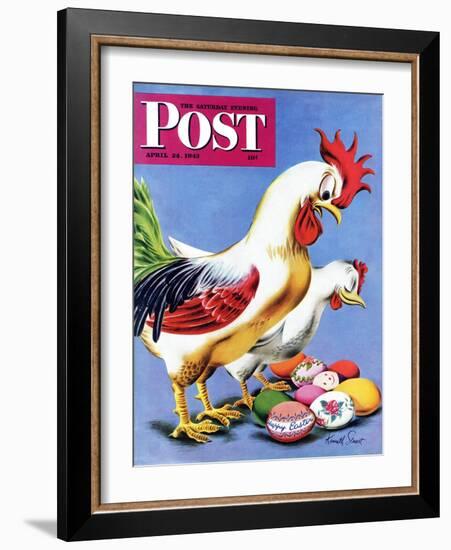 "Easter Eggs and Chickens," Saturday Evening Post Cover, April 24, 1943-Ken Stuart-Framed Giclee Print