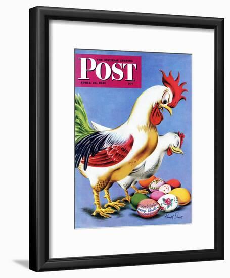 "Easter Eggs and Chickens," Saturday Evening Post Cover, April 24, 1943-Ken Stuart-Framed Giclee Print