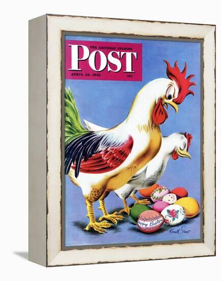 "Easter Eggs and Chickens," Saturday Evening Post Cover, April 24, 1943-Ken Stuart-Framed Premier Image Canvas