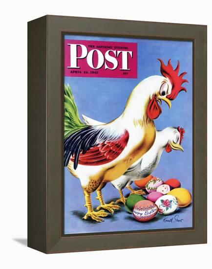 "Easter Eggs and Chickens," Saturday Evening Post Cover, April 24, 1943-Ken Stuart-Framed Premier Image Canvas