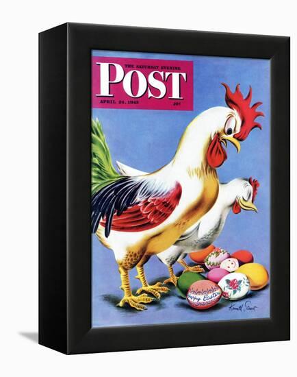 "Easter Eggs and Chickens," Saturday Evening Post Cover, April 24, 1943-Ken Stuart-Framed Premier Image Canvas