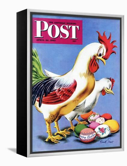 "Easter Eggs and Chickens," Saturday Evening Post Cover, April 24, 1943-Ken Stuart-Framed Premier Image Canvas