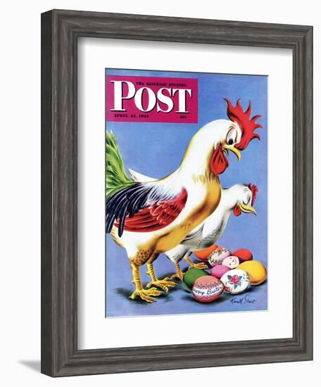 "Easter Eggs and Chickens," Saturday Evening Post Cover, April 24, 1943-Ken Stuart-Framed Giclee Print