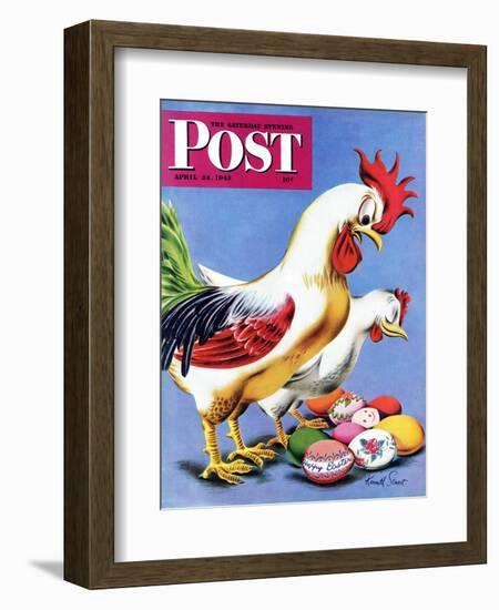 "Easter Eggs and Chickens," Saturday Evening Post Cover, April 24, 1943-Ken Stuart-Framed Giclee Print