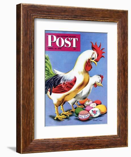 "Easter Eggs and Chickens," Saturday Evening Post Cover, April 24, 1943-Ken Stuart-Framed Giclee Print