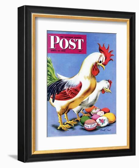 "Easter Eggs and Chickens," Saturday Evening Post Cover, April 24, 1943-Ken Stuart-Framed Giclee Print