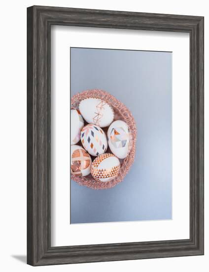 Easter eggs, ornaments, geometrical, copper, Easter nest, detail-mauritius images-Framed Photographic Print