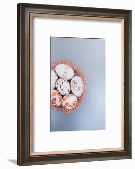 Easter eggs, ornaments, geometrical, copper, Easter nest, detail-mauritius images-Framed Photographic Print