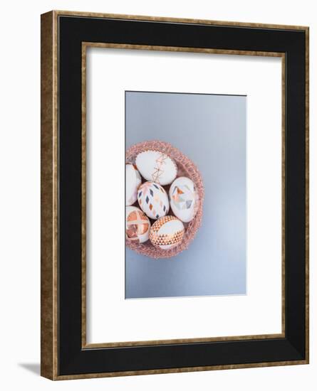 Easter eggs, ornaments, geometrical, copper, Easter nest, detail-mauritius images-Framed Photographic Print