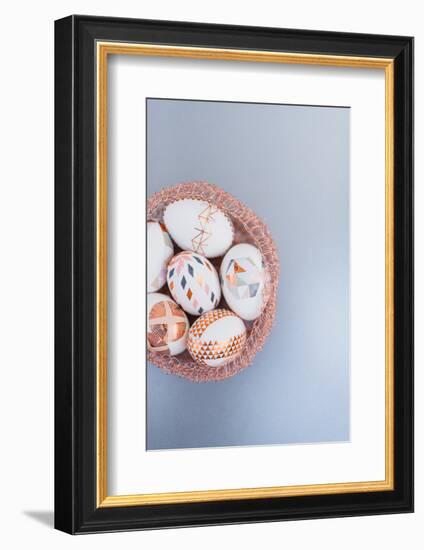 Easter eggs, ornaments, geometrical, copper, Easter nest, detail-mauritius images-Framed Photographic Print