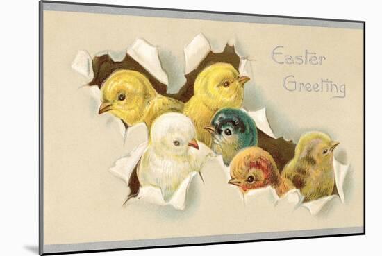 Easter Greeting, Chicks-null-Mounted Art Print