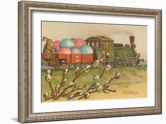 Easter Greetings, Locomotive with Eggs-null-Framed Art Print