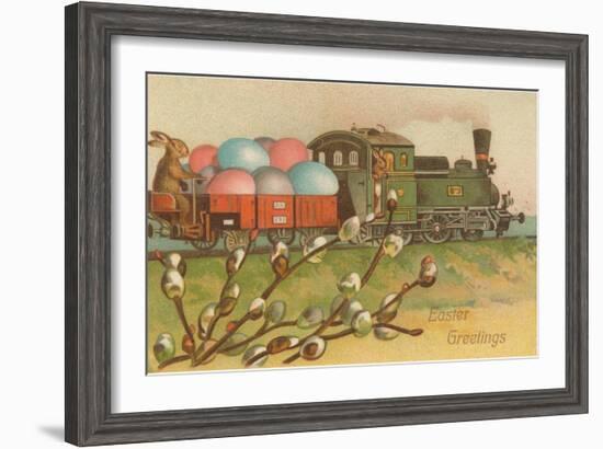 Easter Greetings, Locomotive with Eggs-null-Framed Art Print