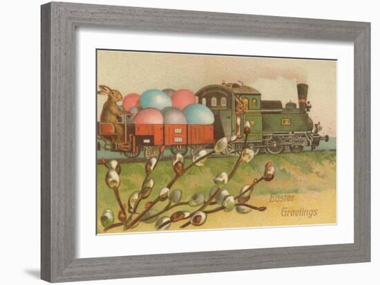 Easter Greetings, Locomotive with Eggs-null-Framed Art Print