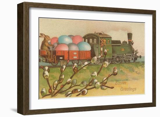 Easter Greetings, Locomotive with Eggs-null-Framed Art Print