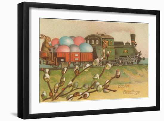 Easter Greetings, Locomotive with Eggs-null-Framed Art Print