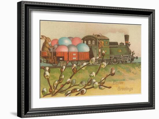 Easter Greetings, Locomotive with Eggs-null-Framed Art Print