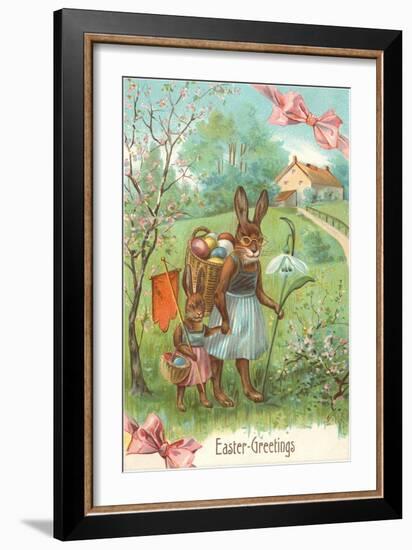 Easter Greetings, Spectacled Rabbit in Dress-null-Framed Art Print