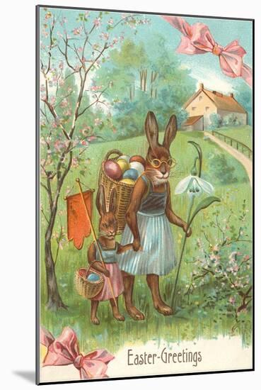 Easter Greetings, Spectacled Rabbit in Dress-null-Mounted Art Print