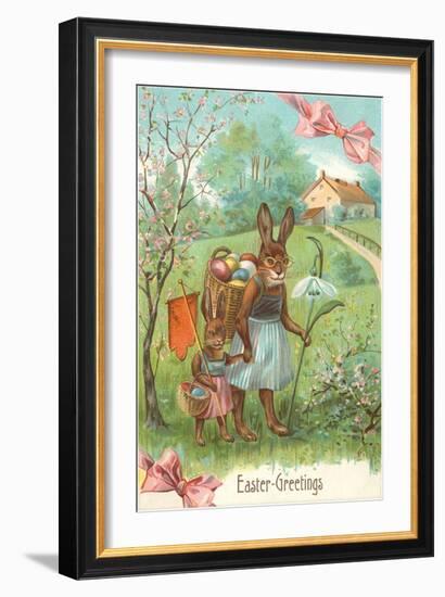 Easter Greetings, Spectacled Rabbit in Dress-null-Framed Art Print