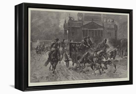 Easter in St Petersburg, His Majesty the Czar Drives to Church-null-Framed Premier Image Canvas