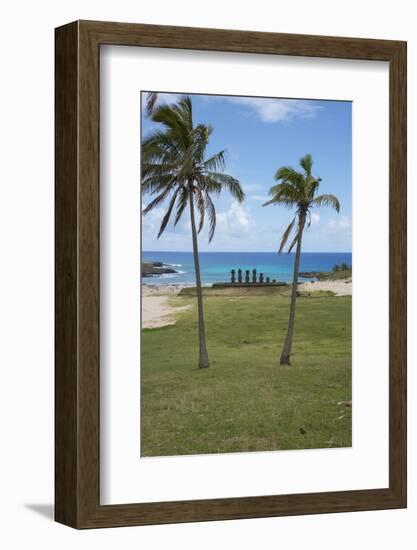 Easter Island. Rapa Nui NP, Anakena and Ahu Nau Nau. Moai Statues-Cindy Miller Hopkins-Framed Photographic Print