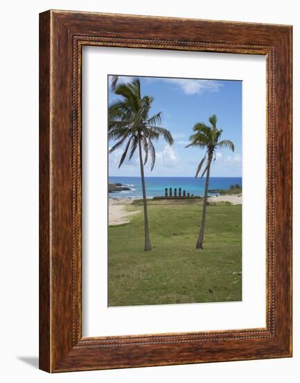 Easter Island. Rapa Nui NP, Anakena and Ahu Nau Nau. Moai Statues-Cindy Miller Hopkins-Framed Photographic Print