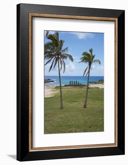 Easter Island. Rapa Nui NP, Anakena and Ahu Nau Nau. Moai Statues-Cindy Miller Hopkins-Framed Photographic Print