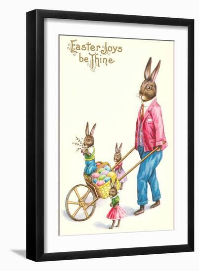 Easter Joys be Thine, Rabbit and Wheelbarrow-null-Framed Art Print