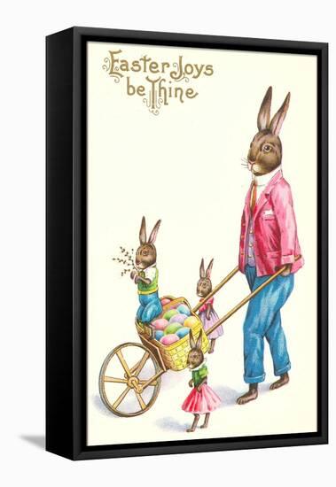 Easter Joys be Thine, Rabbit and Wheelbarrow-null-Framed Stretched Canvas