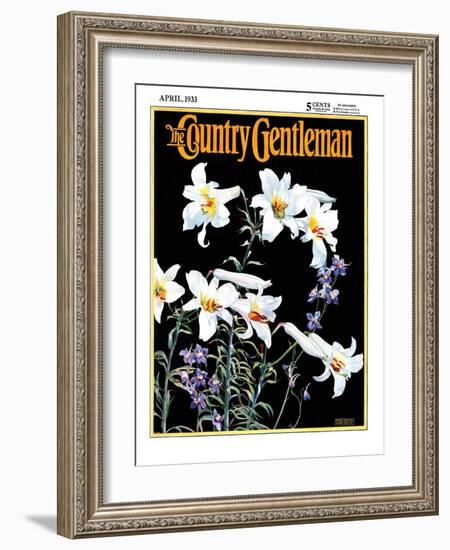 "Easter Lilies," Country Gentleman Cover, April 1, 1933-Nelson Grofe-Framed Giclee Print