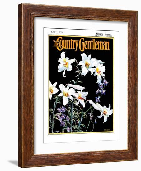 "Easter Lilies," Country Gentleman Cover, April 1, 1933-Nelson Grofe-Framed Giclee Print