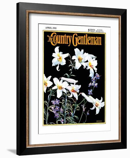 "Easter Lilies," Country Gentleman Cover, April 1, 1933-Nelson Grofe-Framed Giclee Print