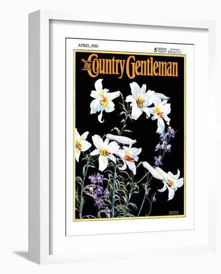 "Easter Lilies," Country Gentleman Cover, April 1, 1933-Nelson Grofe-Framed Giclee Print