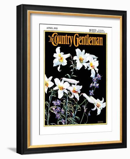 "Easter Lilies," Country Gentleman Cover, April 1, 1933-Nelson Grofe-Framed Giclee Print