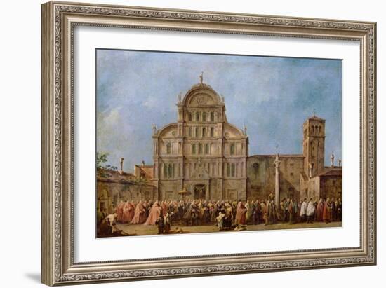 Easter Procession of the Doge of Venice at the Church of San Zaccaria, C.1766-70-Francesco Guardi-Framed Giclee Print