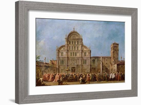 Easter Procession of the Doge of Venice at the Church of San Zaccaria, C.1766-70-Francesco Guardi-Framed Giclee Print